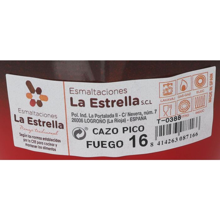 La Estrella Cazo Pico 16 cm Capacidad 1.7L Colección Fuego (6 Unidades)