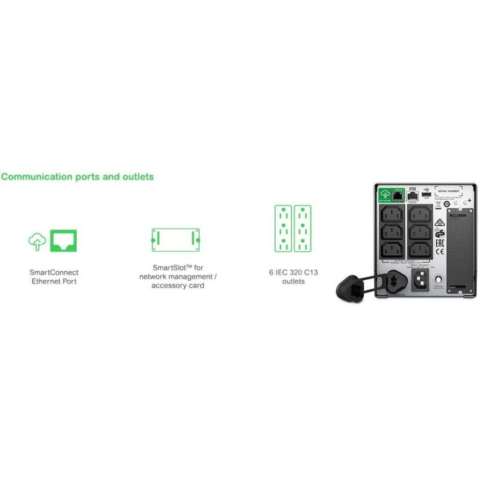 APC SMT750iC Smart-UPS Tower 750VA 500W Línea Interactiva con SmartConnect y Smartslot 13 APC SMT750iC Smart-UPS Tower 750VA 500W Línea Interactiva con SmartConnect y Smartslot 13