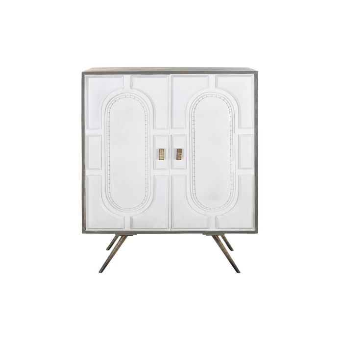 DKD Home Decor Aparador Moderno Colección Cruz Rombo Blanco Dorado de Mango y Latón Hecho a Mano, 2 Puertas, 2 Estantes, 93x41x114 cm 9