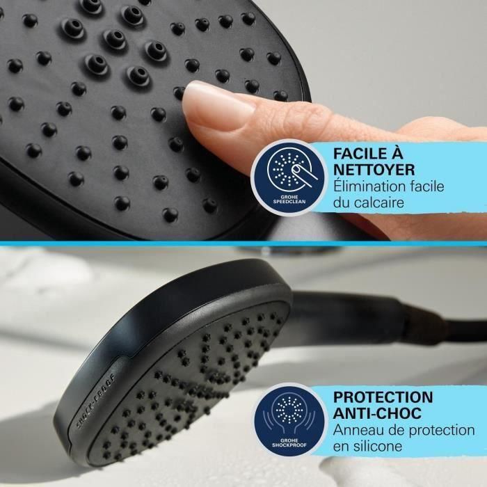 Rociador de ducha - GROHE Vitalio Comfort 110 263972431 - 2 chorros (Lluvia/Estimulante) - Fácil selección - Ahorro de agua - Negro Mate 5 Rociador de ducha - GROHE Vitalio Comfort 110 263972431 - 2 chorros (Lluvia/Estimulante) - Fácil selección - Ahorro de agua - Negro Mate 5