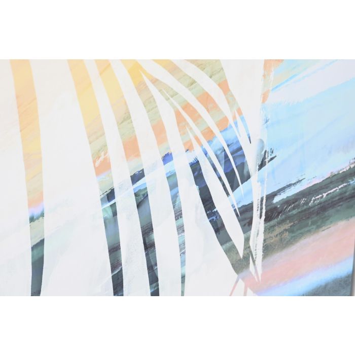 DKD Home Decor Cuadro Decorativo Tropical Azul Naranja 100 x 100 cm (2 Unidades) Lienzo PS 2