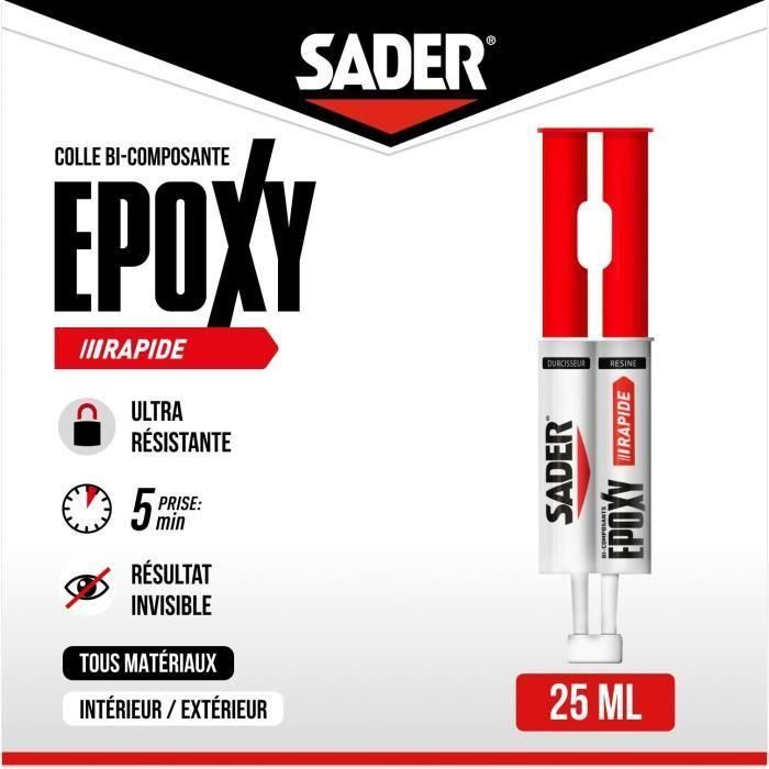 SADER Adhesivo Epoxi Rápido Bicomponente 30ml - Ultra Resistente para Madera, Metal, Cerámica, Vidrio 1 SADER Adhesivo Epoxi Rápido Bicomponente 30ml - Ultra Resistente para Madera, Metal, Cerámica, Vidrio 1