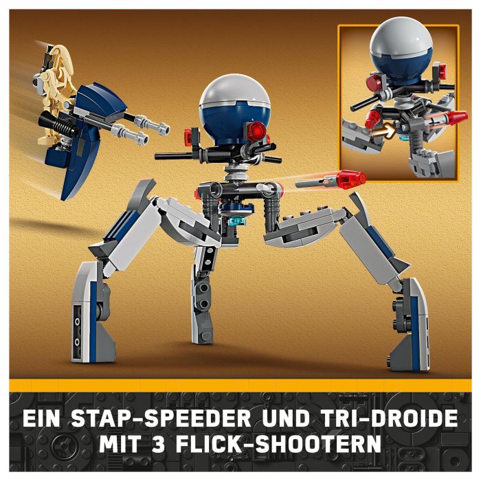 Lego 75372 Star Wars Paquete de Batalla de Soldados Clon y Droides de Batalla con Moto Speeder y Minifigura