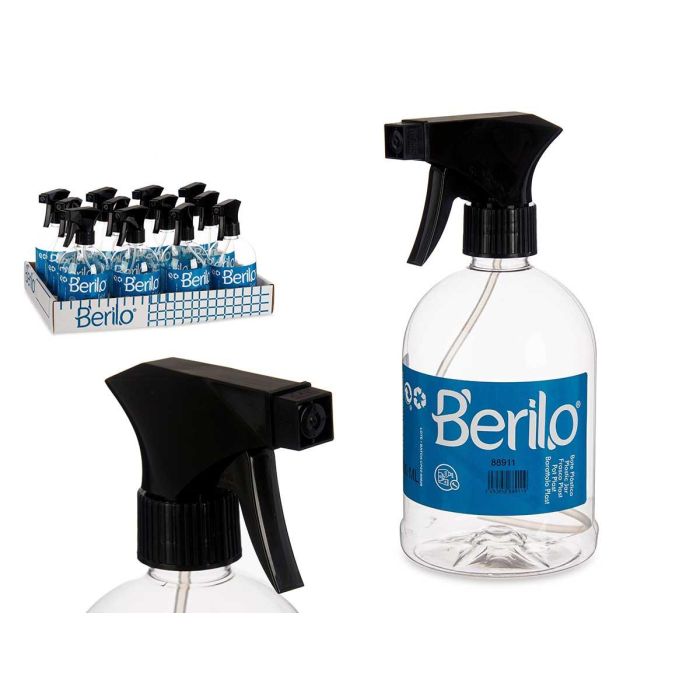 Berilo Bote Rociador Plástico 500 ml, Negro/Transparente, PET, 8.5x18.5x9.5 cm (12 Unidades) Berilo Bote Rociador Plástico 500 ml, Negro/Transparente, PET, 8.5x18.5x9.5 cm (12 Unidades)