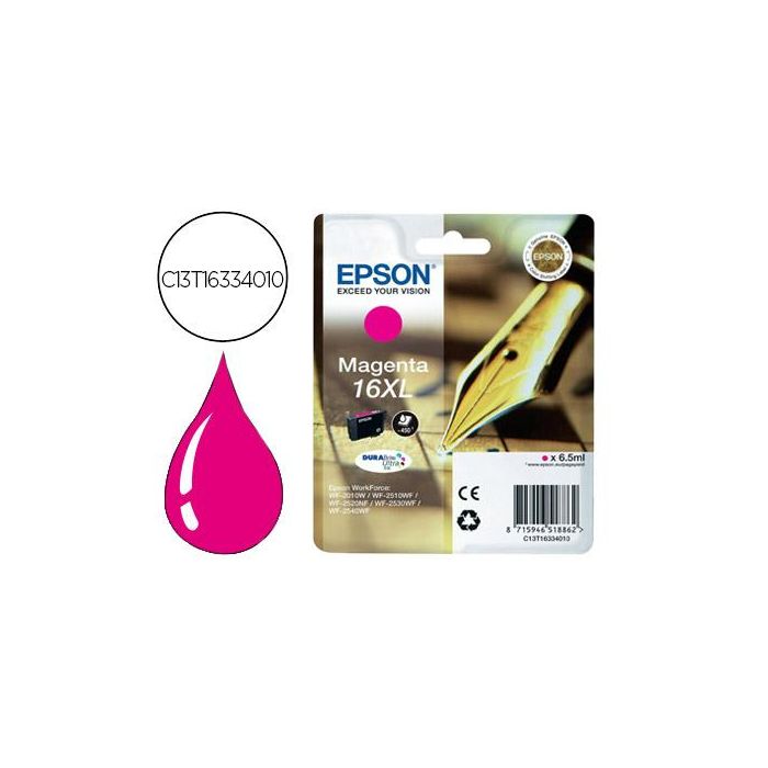 Ink-Jet Epson 16XL Wf2010 W Wf2510 Wf Wf2520Nf Wf2530 Wf Wf2540 Wf Magenta 450 Pag