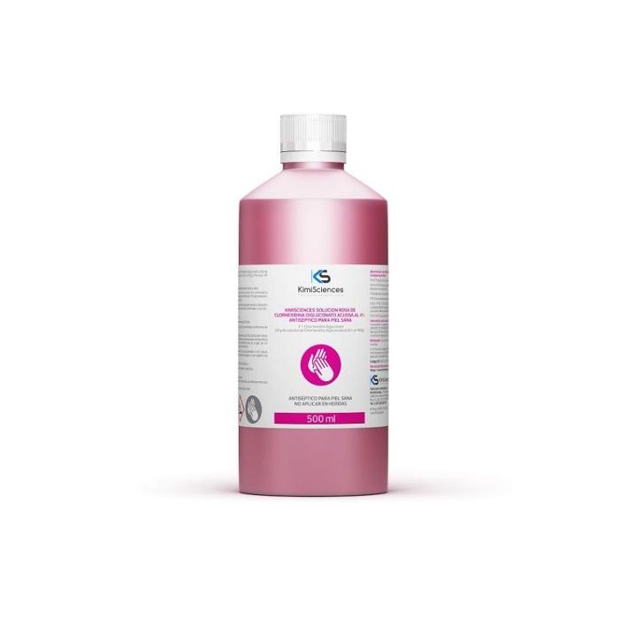 Kimipharma Solución Antiséptica Rosa de Clorhexidina al 4% para Perros y Gatos 500 mL