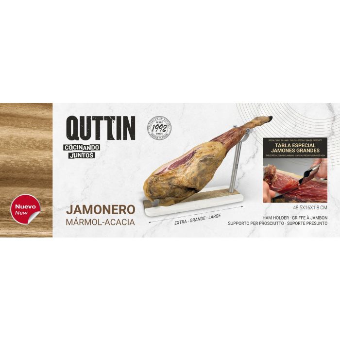 Soporte Jamonero de Mármol y Acacia Quttin (3 Unidades) 8 Soporte Jamonero de Mármol y Acacia Quttin (3 Unidades) 8