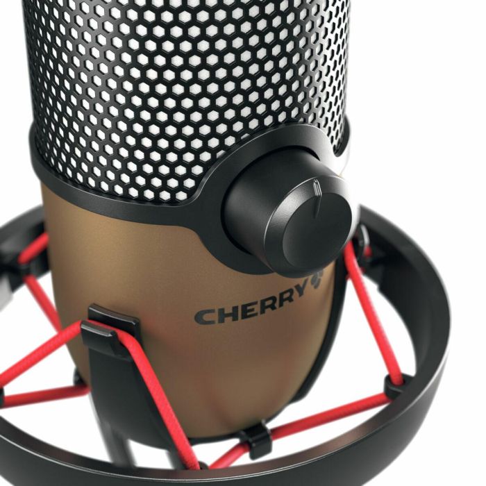 Cherry UM 9.0 PRO RGB Micrófono de Superficie para Mesa, 24 bit 192 kHz, Conexión USB, Negro y Bronce