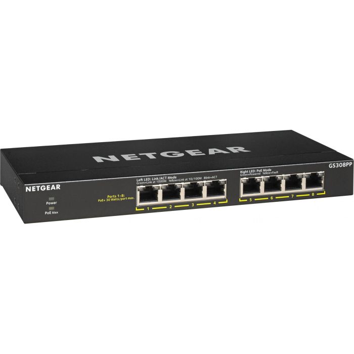 NETGEAR GS308PP RM PoE+ Switch Gigabit Ethernet 8 Puertos PoE+ No Administrado Montaje en Rack 4 NETGEAR GS308PP RM PoE+ Switch Gigabit Ethernet 8 Puertos PoE+ No Administrado Montaje en Rack 4
