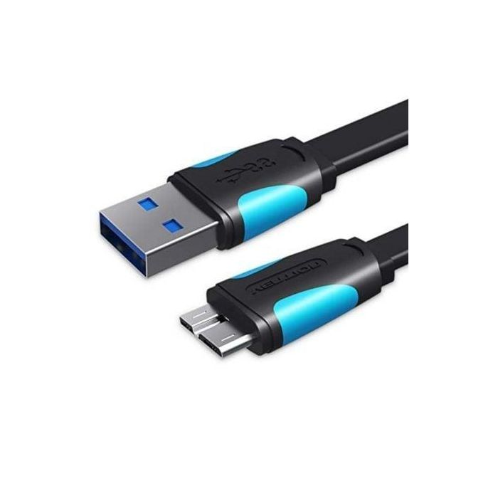 Vention VAS-A12-B100 Cable USB 3.0 de USB-A a Micro USB-B Macho 5Gbps, 10W, 1m, Conectores de Oro, Doble Blindaje, Azul/Negro