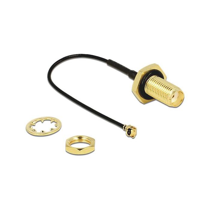 DeLOCK Cable de Antena SMA Hembra (Roscada) a Conector MHF/U.FL (100 mm) 1 m, 50 Ω, Compatible con LP-068, Negro 0 DeLOCK Cable de Antena SMA Hembra (Roscada) a Conector MHF/U.FL (100 mm) 1 m, 50 Ω, Compatible con LP-068, Negro 0