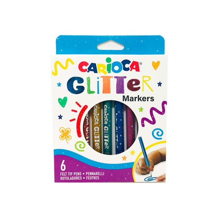 Rotulador Carioca Glitter Purpurina Punta 1 mm Caja De 6 Unidades Colores Surtidos 1