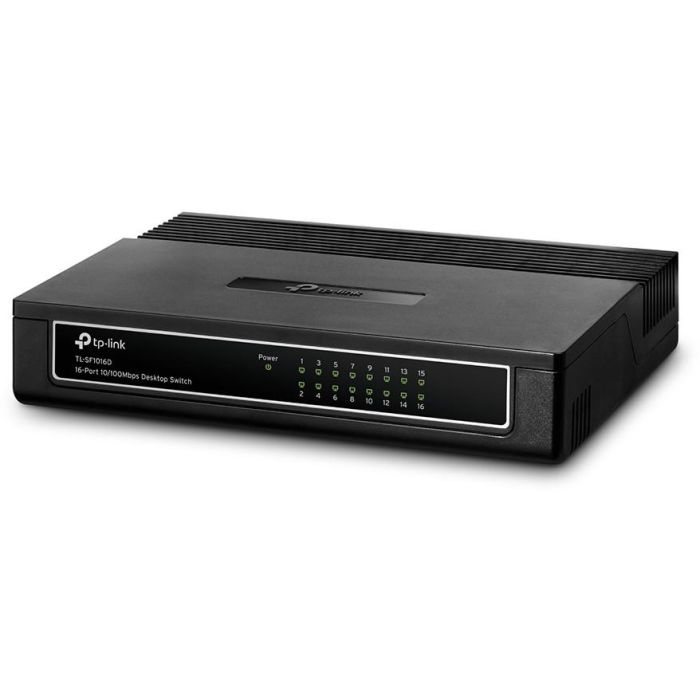 TP-Link TL-SF1016D Switch de Red Fast Ethernet No Administrado 16 Puertos RJ-45 para Montaje en Rack o Pared Negro 1