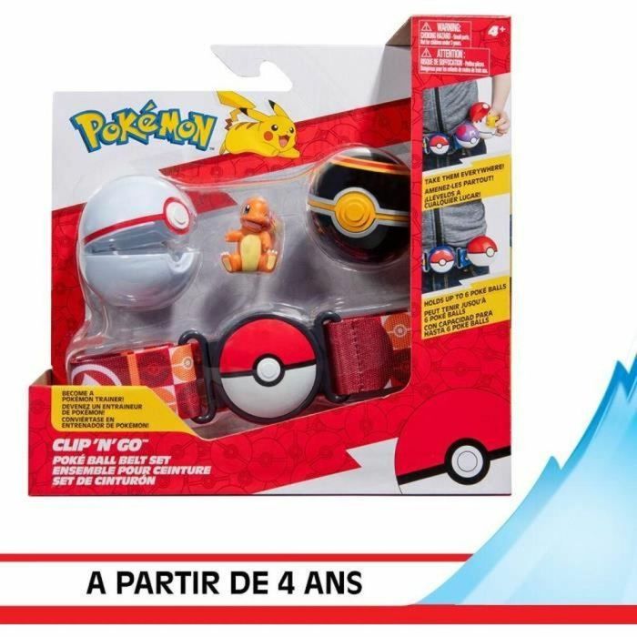 Cinturón - BANDAI - Pokémon Clip 'N' Go - 1 cinturón, 2 Poké Balls y 1 figura Salameche 5 cm 5