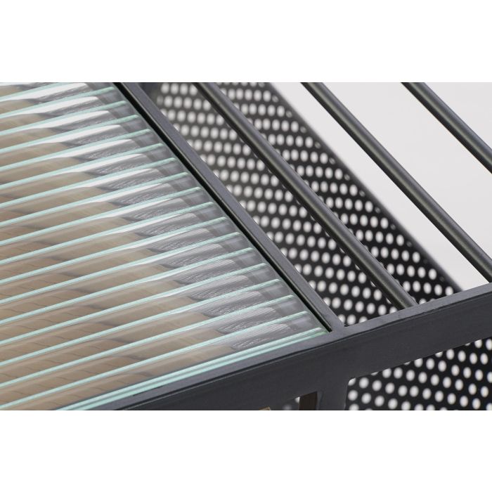 DKD Home Decor Mesa Centro Loft Natural Negro Metal Cristal Madera Bambú 60 x 45 x 110 cm Set de 2 2