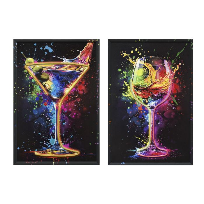 DKD Home Decor Cuadro Decorativo Led de Lienzo Estilo Loft Cocktail Multicolor Negro 93x63x3.7 cm (2 Unidades) 5