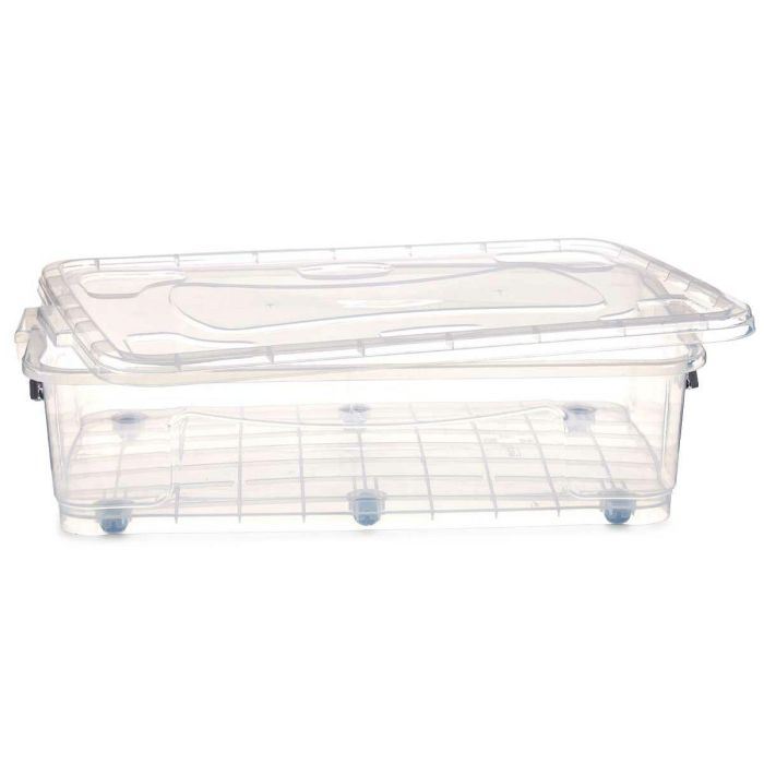 Caja de Almacenamiento con Ruedas Transparente Plástico 40 L 46,5 x 20 x 72,2 cm (6 Unidades) 1