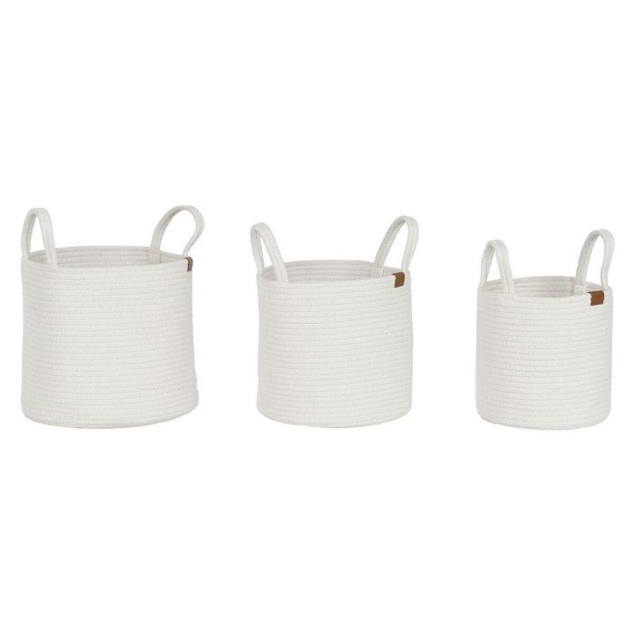 Cesta Moderno DKD Home Decor Blanco 30 x 28 x 30 cm Set de 3 1