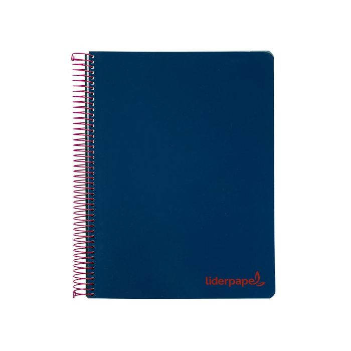 Cuaderno Espiral Liderpapel A5 Micro Wonder Tapa Plastico 120H 90 gr Cuadro 5 mm 5 Bandas 6 Taladros Color Azul Marino 6