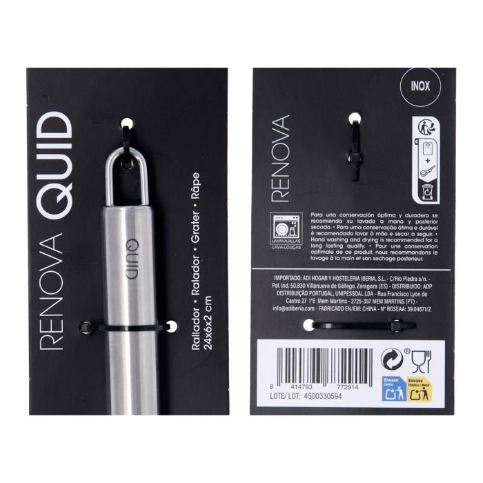 Rallador Acero Inoxidable Renova Quid 24x6x2 cm (12 Unidades) 3