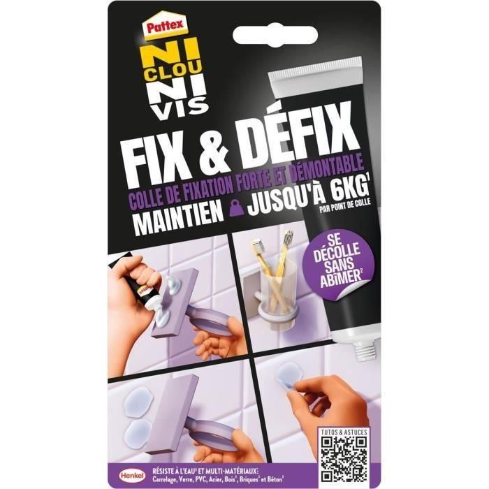Pattex 2970856 Pegamento Fijador Adhesivo de Montaje Sin Clavos ni Tornillos Fix & Défix, Tubo 44g Pattex 2970856 Pegamento Fijador Adhesivo de Montaje Sin Clavos ni Tornillos Fix & Défix, Tubo 44g