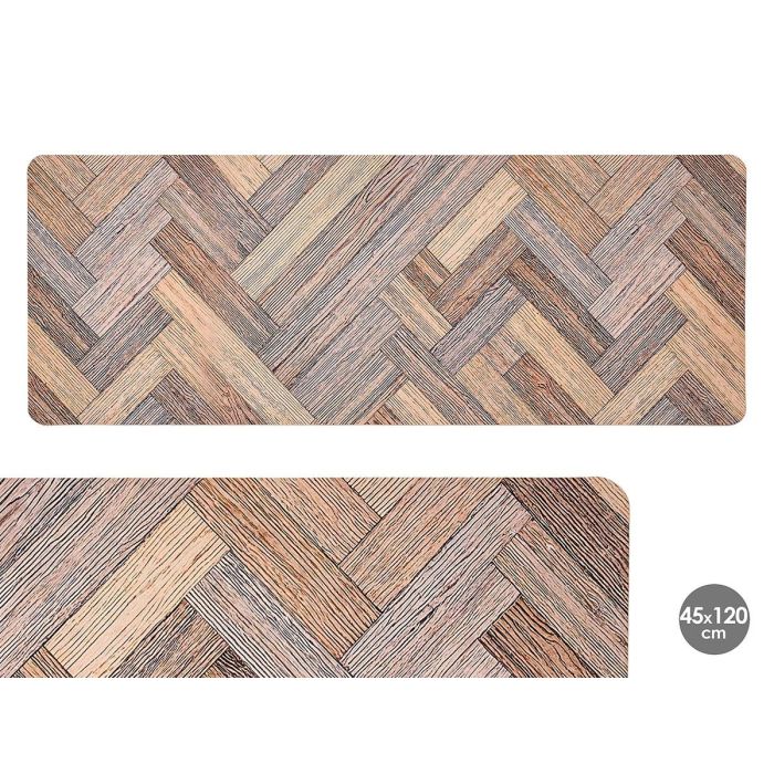 Kinvara Alfombra de Cocina Efecto Madera de Poliéster 45x120 cm Antideslizante (Set de 12)
