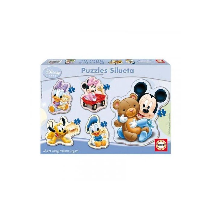 Educa 13813 - Baby Puzzles Mickey Mouse 5 Puzzles Progresivos de 3 a 5 Piezas Grandes y Gruesas para Niños +2 Años