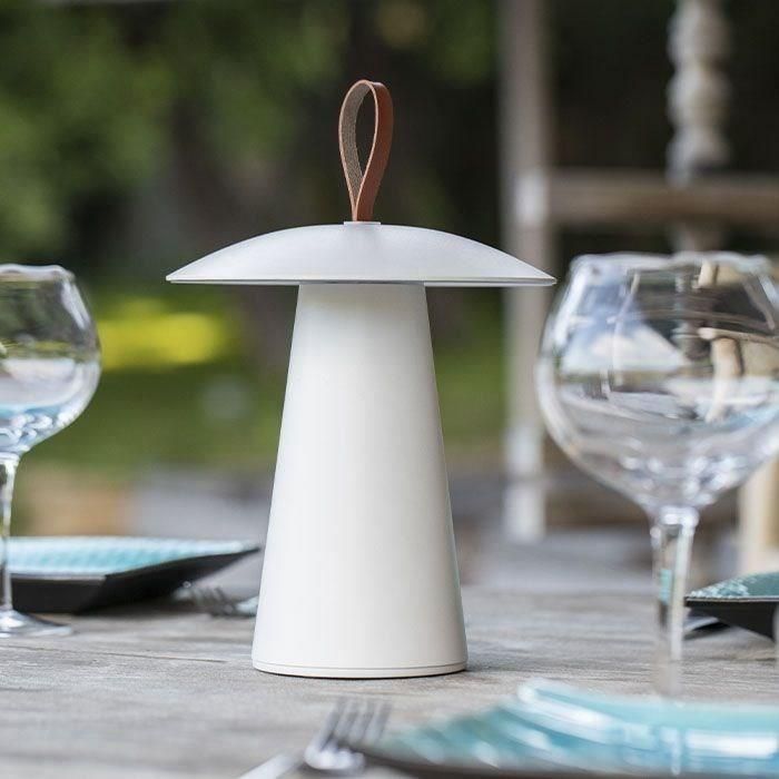 Lámpara de mesa inalámbrica - LUMISKY - FUNGY - Al. 29 cm - Aluminio - Mango de cuero - LED blanco cálido 3 Lámpara de mesa inalámbrica - LUMISKY - FUNGY - Al. 29 cm - Aluminio - Mango de cuero - LED blanco cálido 3