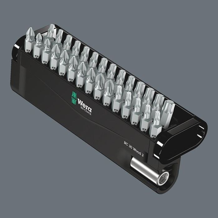 Wera Bit-Check 30 Wood 2 SB - Juego de 30 Puntas PH2, PZ1-3, TX10-40 con Portabits y Caja 2