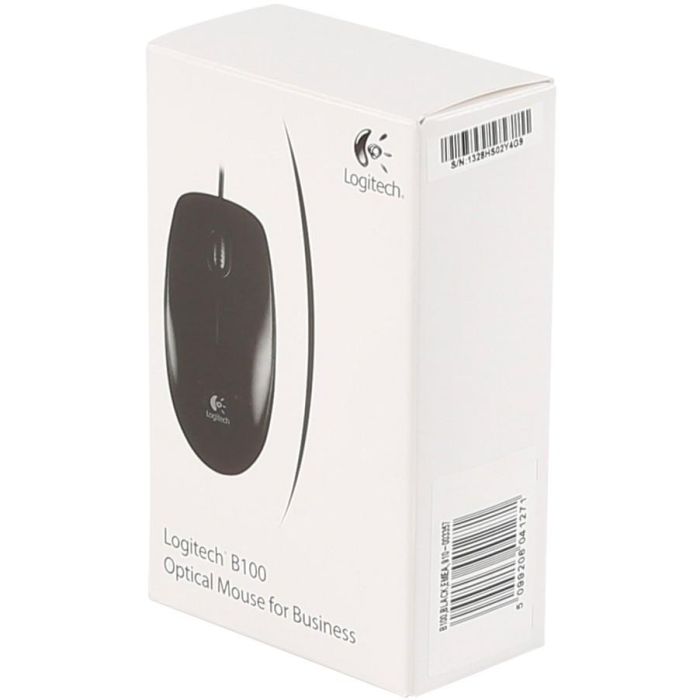 Logitech B100 Ratón Óptico USB Negro para Negocios, 800 DPI, Ergonómico Ambidextro, Conexión USB-A Plug & Play 6