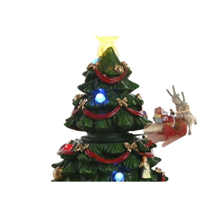 DKD Home Decor Árbol de Navidad Tradicional Multicolor con Luz LED, Música y Movimiento, 33 cm, Funciona con Pilas AA 3