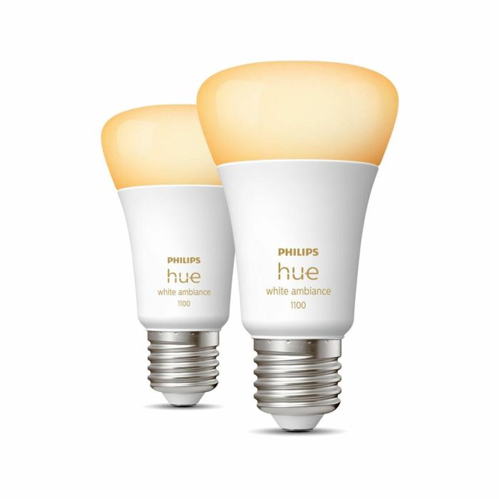 Philips Hue White Ambiance, LED conectado LED E27 equivalente 75W, 1100 Lumen, Bluetooth Compatible, 2 paquete