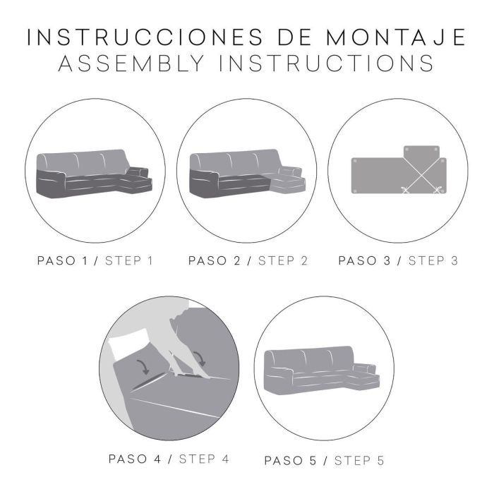 Funda para chaise longue de brazo corto izquierdo Eysa ROC Gris claro 120 x 120 x 360 cm 2