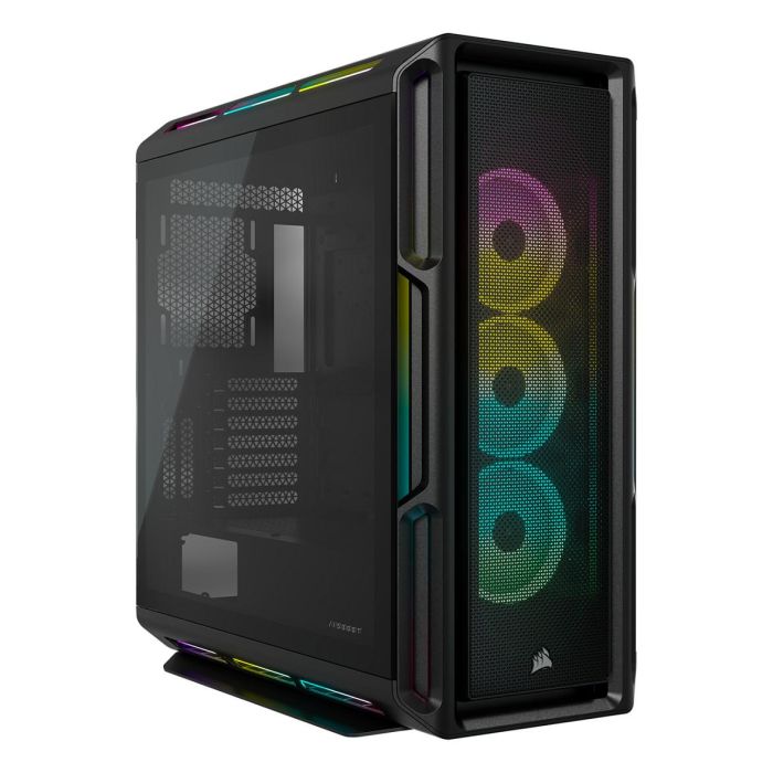 Corsair iCUE 5000T RGB - Torre Media ATX, Color Negro, Ventiladores ARGB Incluidos (3x 120 mm), 4 Bahías 2.5", Soporte para Tarjetas Gráficas de 40 cm, Panel de Vidrio Templado