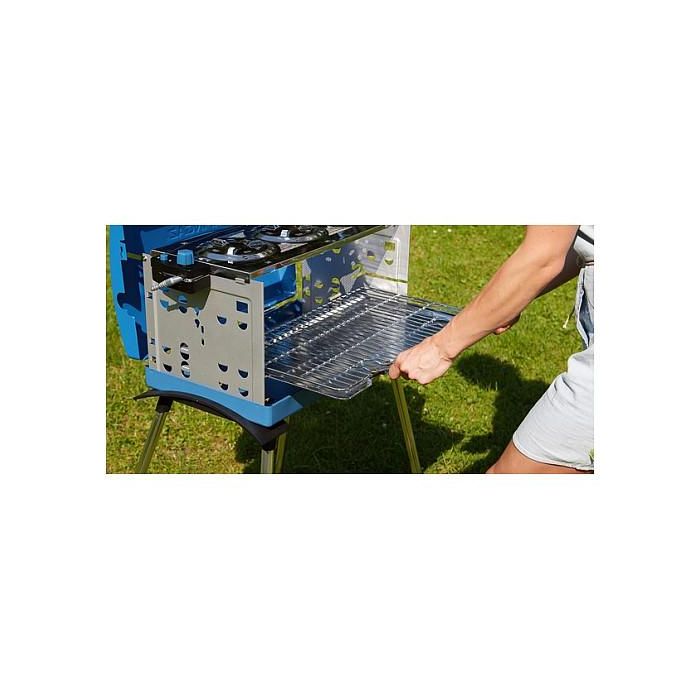 CAMPINGAZ 400 SGR - Parrilla de Gas Portátil, 5200 W, Color Azul y Plata, Superficie Rectangular de Acero, 530x290 mm
