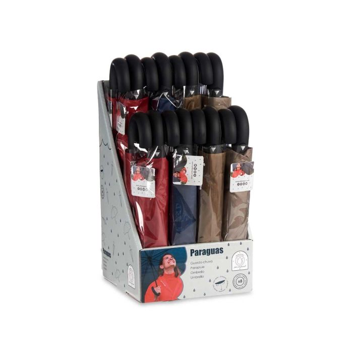 Paraguas Plegable Mango Surtidos Colores Oscuros Arte Regal 12x35x3.5cm - Azul, Marrón, Rojo (16 Unidades) 2