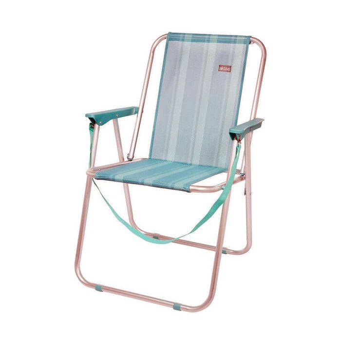 Color Baby Silla de Playa Plegable Fija de Aluminio con Textileno Mediterran 53x44x76 cm, Rayas Turquesa y Blanco Color Baby Silla de Playa Plegable Fija de Aluminio con Textileno Mediterran 53x44x76 cm, Rayas Turquesa y Blanco