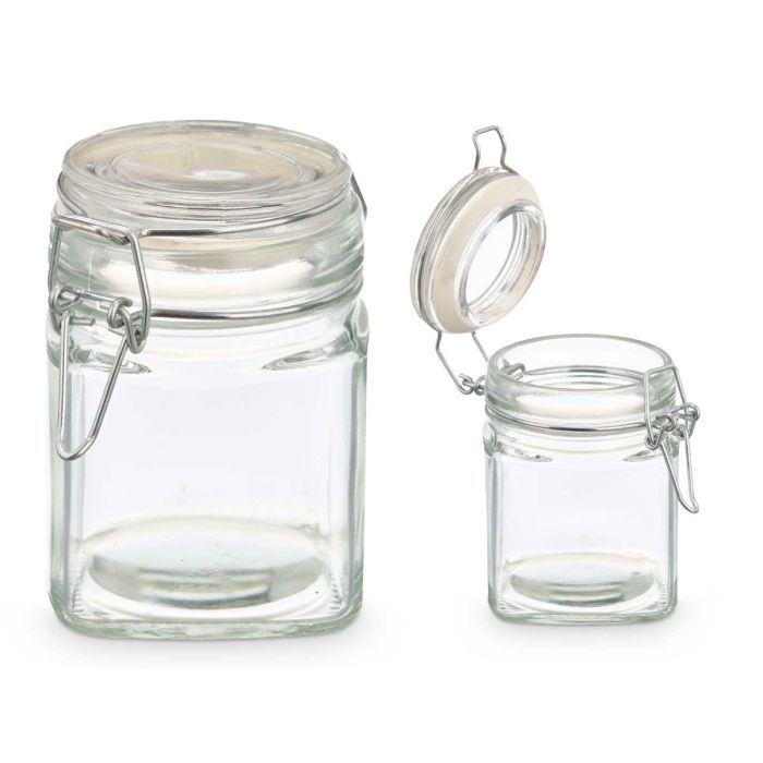 Tarro Cristal Cuadrado Cierre Hermetico 200Ml Vivalto 9CM (24 Unidades) 1 Tarro Cristal Cuadrado Cierre Hermetico 200Ml Vivalto 9CM (24 Unidades) 1