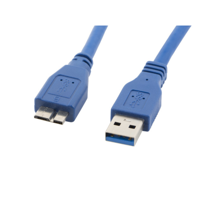 Lanberg Cable USB 3.0 Macho Micro-B, 5 Gb/s, 0.5 m, Azul, Conectores Chapados en Oro
