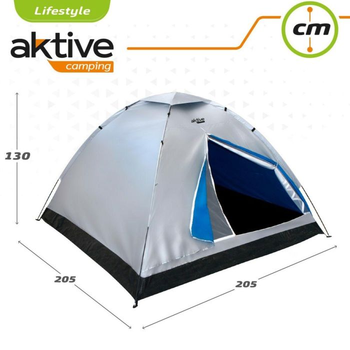 Tienda de Campaña Aktive 4 personas 205 x 130 x 205 cm (2 Unidades) 2