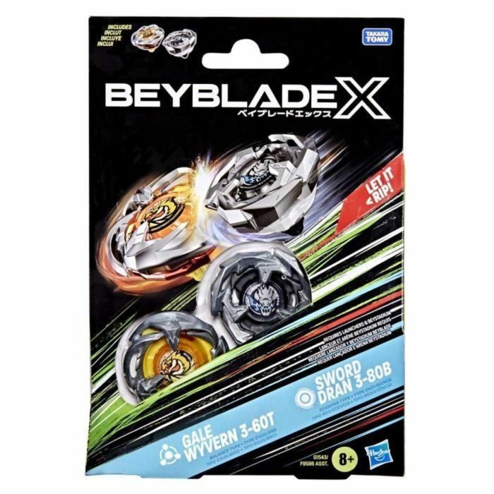 Beyblade X Dual Pack Gale Wyvern 3-60T y Sword Dran 3-80B, 2 peonzas de competición Takara Tomy con giro a la derecha auténticas, diseño 2