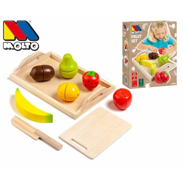 Bandeja fruta de madera set con 9 piezas. 2