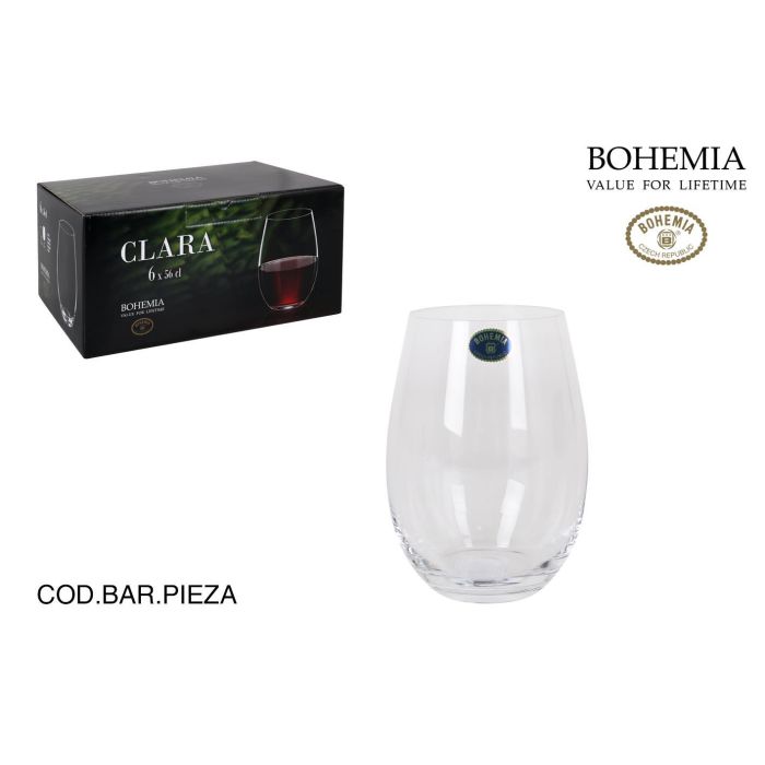 Bohemia Set de 6 Vasos de Cristal Clara, 560 cc (4 Cajas)