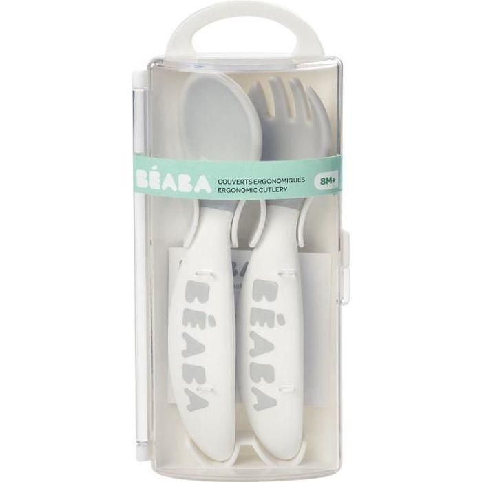 BEABA, Juego de 2 cubiertos ergonómicos 2a edad, Light Mist