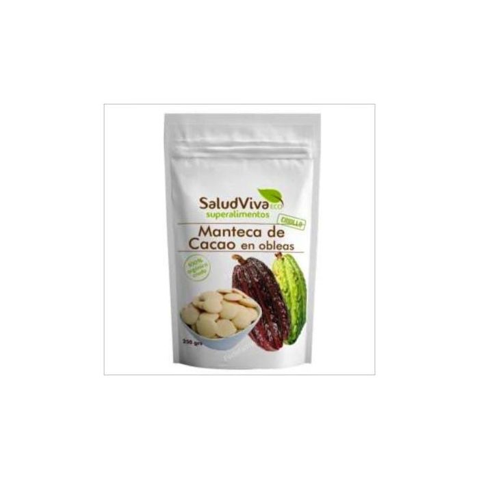 SALUD VIVA Manteca de Cacao en Obleas 250g Bio, Vegan, Sin Gluten y Sin Azúcares Añadidos para Postres y Repostería