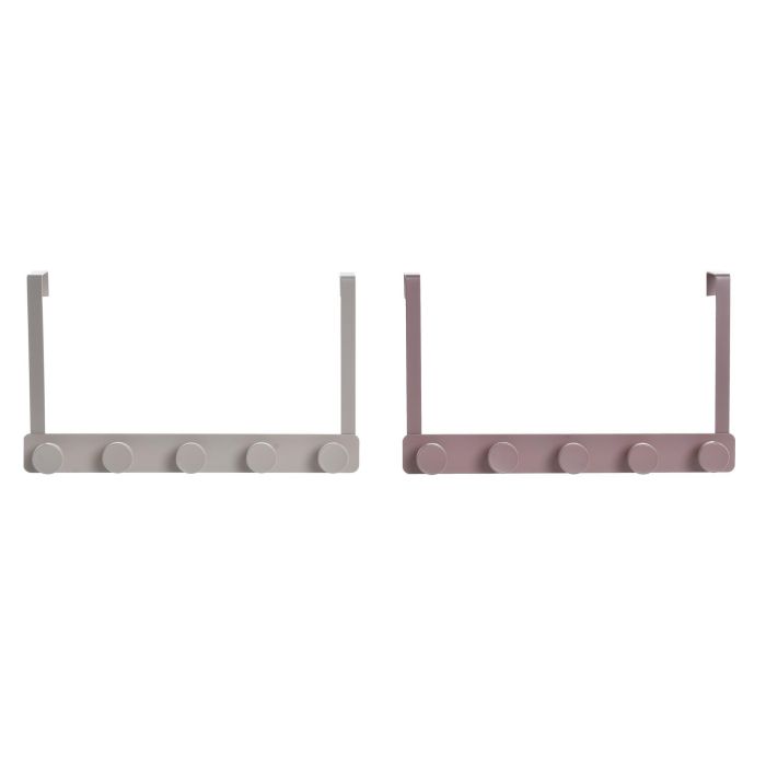 DKD Home Decor Perchero de Metal Glam para Baño, Marrón Crema, 5 Colgadores, 5x20x33 cm, Acabado Mate, Set de 4 Unidades