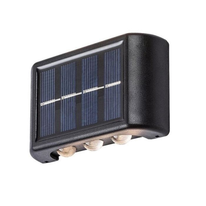 RABALUX RAB-77024 Aplique Exterior Solar Kangton LED 1.2W 8Lm 3000K Blanco Cálido IP44 Negro con Sensor Luminosidad para Pared
