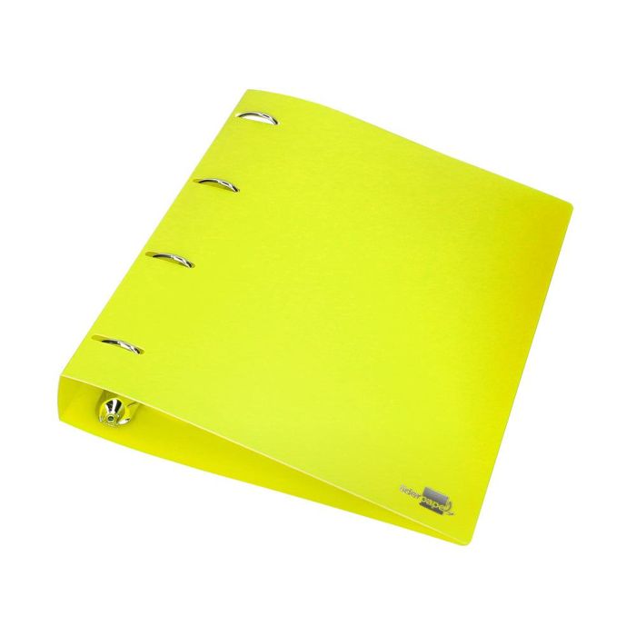 Carpeta Liderpapel 4 Anillas Mixtas 40 mm Polipropileno Din A4 Amarillo Fluor Opaco 6