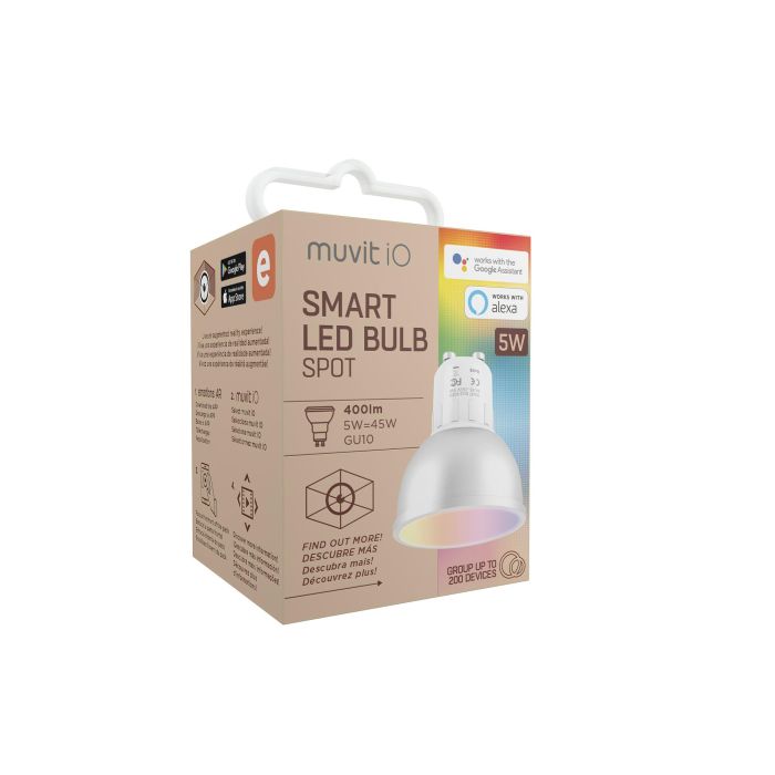 BOMBILLA INTELIGENTE MUVIT IO MIOBULB014 - WiFi - 5W - GU10 - 400LM - LUZ MULTICOLOR - COMPATIBLE ASISTENTES DE VOZ GOOGLE / ALEXA 6 BOMBILLA INTELIGENTE MUVIT IO MIOBULB014 - WiFi - 5W - GU10 - 400LM - LUZ MULTICOLOR - COMPATIBLE ASISTENTES DE VOZ GOOGLE / ALEXA 6