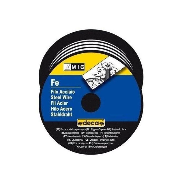 Deca Bobina de alambre de acero para soldadura MIG/MAG, Ø 0.8 mm, Rollo 0.7 kg, Carrete Ø 100 mm Deca Bobina de alambre de acero para soldadura MIG/MAG, Ø 0.8 mm, Rollo 0.7 kg, Carrete Ø 100 mm